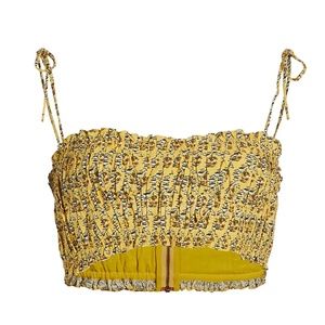 RHODE Pari Smocked Cotton Crop Top